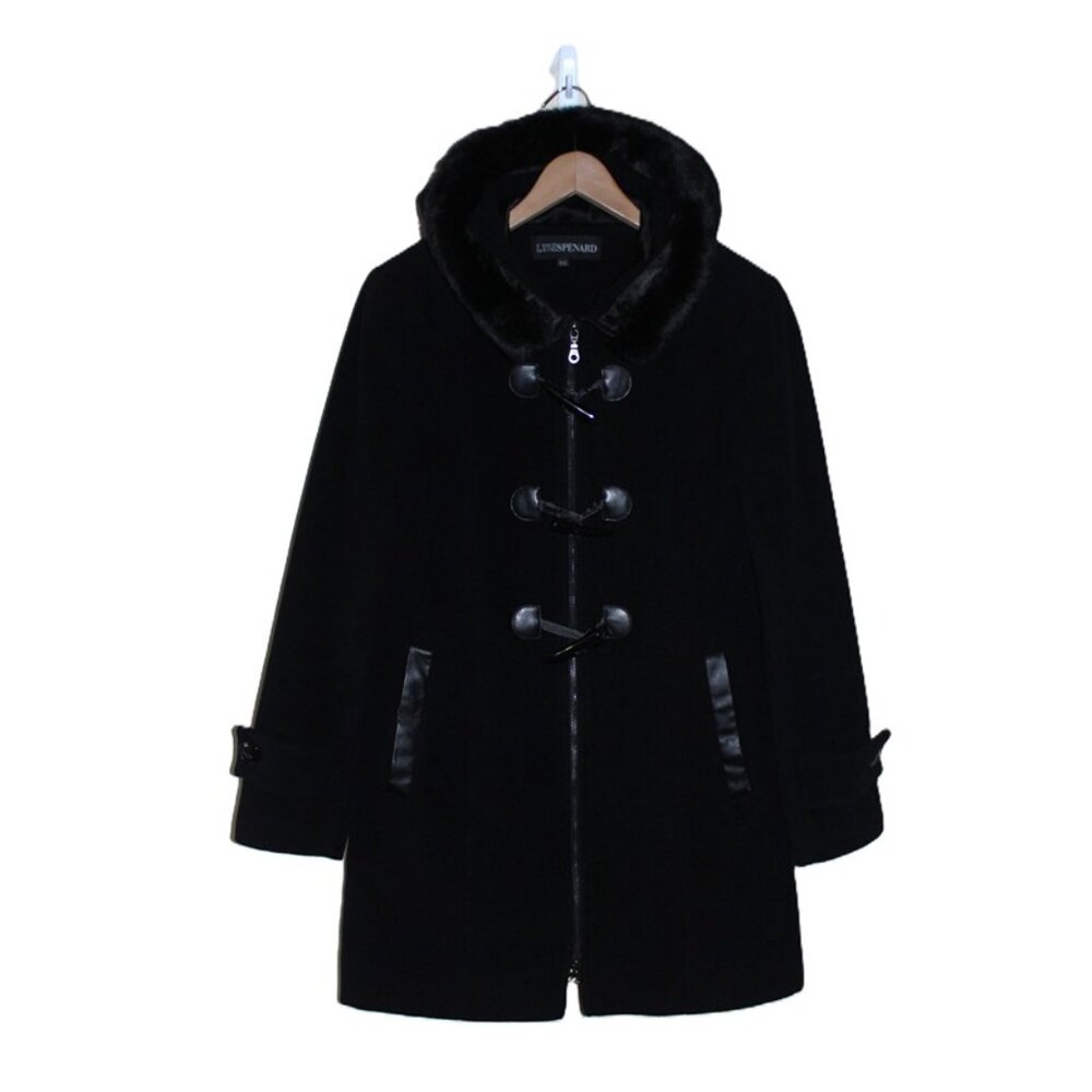 LYSE SPENARD Wool Cashmere Hooded Toggle Coat in Black (XS/S)